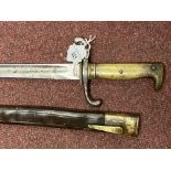 Edged Weapons: Franco - Prussian War period German Mauser 1871 pattern bayonet in its original brass