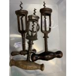 Wine Collectables/Corkscrews: Two 19th cent. German spring frame corkscrews 6ins and 7ins long. Plus