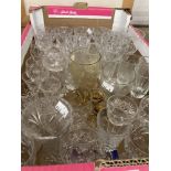 20th cent. Glassware: Large selection of glasses, tumblers, and brandy.