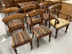 Early 19th cent. Mahogany bar back set of six dining chairs, including one carver.