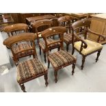 Early 19th cent. Mahogany bar back set of six dining chairs, including one carver.