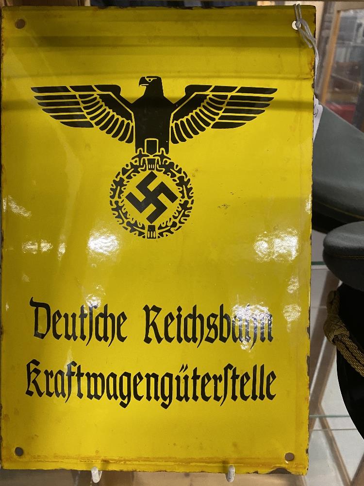 Militaria:Third Reich German Railways enamelled steel sign.