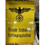 Militaria:Third Reich German Railways enamelled steel sign.