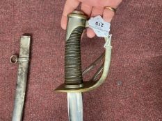 Military Edged Weapon: Late 19th cent. French 'Cuirassier' Cavalry sword with scabbard.