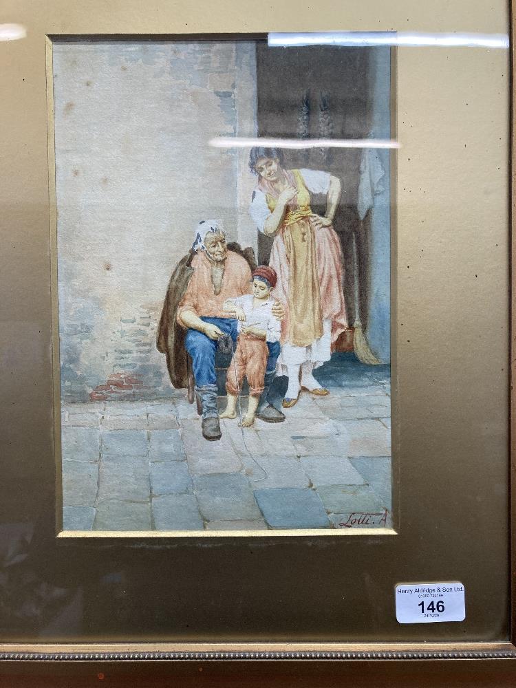 19th cent. Italian School: Watercolour on paper "An Italian Fruit Seller",signed bottom right A.