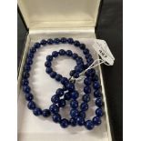 Mid 20th cent. Costume Jewellery:Necklet of Lapiz Lazuli beads. Size of beads 9·5mm.