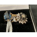 Hallmarked Gold: 9ct. Gold ring set with diamonds and sapphires, hallmarked Birmingham. Plus a