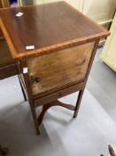 19th cent. Mahogany pot cupboard, single drawer with ebonised inlay. 16ins.