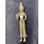 Asian Art: 19th century Nepalese/South East Asian bronze figure of a deity Buddha in a peace post