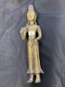 Asian Art: 19th century Nepalese/South East Asian bronze figure of a deity Buddha in a peace post