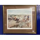 Prints c1973: Terence Cuneo "Carmargue Round-up", signed in pencil lower right. Framed and glazed