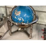 Good quality terrestrial globe inlaid with semi precious stones. Approx. 18ins.