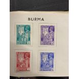 Stamps: Album containing Commonwealth stamps from Australia to Zanzibar, not South Africa.