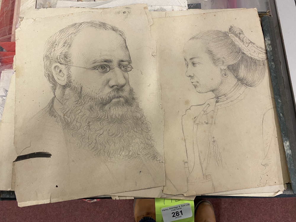 19th cent. Pencil sketches of eminent Victorians and Gladstone, Stafford, Northcole & others,