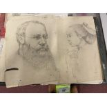 19th cent. Pencil sketches of eminent Victorians and Gladstone, Stafford, Northcole & others,