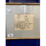 World War I: 20th cent. British School pencil drawing with typed gallery card to reverse 'Thomas
