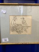 World War I: 20th cent. British School pencil drawing with typed gallery card to reverse 'Thomas