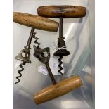 Wine Collectables/Corkscrews: Late 19th/early 20th cent. Three American bell type corkscrews, one