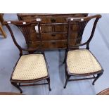 Edwardian mahogany lyre back bedroom chairs. A pair.