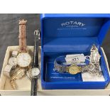 Watches: Gents and ladies gold plated and stainless steel rotary, plus ladies Reffex, Renova,