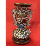 Oriental Ceramics: Early 20th cent. Cloisonné ware, two handled urn with floral decoration with