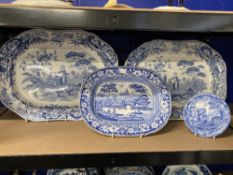 Early 19th cent. Ceramics: Blue transfer printed Copeland & Garrett c1833-1847 large meat dish '