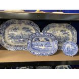 Early 19th cent. Ceramics: Blue transfer printed Copeland & Garrett c1833-1847 large meat dish '