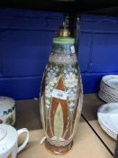 Ceramics: Late 19th/early 20th cent. Lambeth Doulton vase converted to a lamp, applied decoration