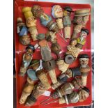 Breweriana: 20th cent. Novelty cork bottle stoppers with carved grotesque & humorous treen