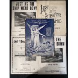 R.M.S. TITANIC: Original sheet music scores, 'In Memory of Titanic Catastrophe', 'Just as the Boat