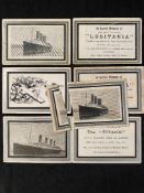 R.M.S. TITANIC/LUSITANIA: A group of six mourning cards (1 A/F).