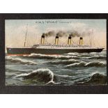 R.M.S. TITANIC: Unusual Thomas of Southampton postcard of Titanic at sea.