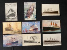 R.M.S. TITANIC: Real photo and other postcards of Titanic's sister ships (9).