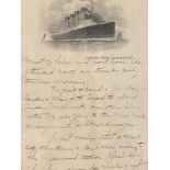 R.M.S. LUSITANIA: Letter written onboard on shipboard stationery, with original envelope dated