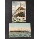 R.M.S. TITANIC: J.V. Thomas of Southampton postcard of Titanic at sea.