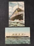 R.M.S. TITANIC: J.V. Thomas of Southampton postcard of Titanic at sea.