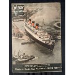 CUNARD: Queen Mary related brochures and printed ephemera to include pre-cut working model book