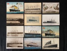 R.M.S. OLYMPIC: Related period postcards, each card showing the vessel with pre-Titanic lifeboat