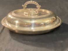 WHITE STAR LINE: First Class serving dish with matching cover. White Star Line burgee on both,