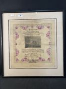 R.M.S. LUSITANIA: Palatine Press memorial serviette "Remember the Lusitania". 14ins.