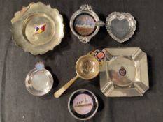 OCEAN LINER: Mixed lot of white metal & enamel items, R.M.S. Ivernia, MV Britannic, Berengaria, etc.