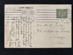 R.M.S. TITANIC: First Class passenger and victim Erwin G. Levy. Handwritten postcard postally used