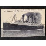 R.M.S. TITANIC: Post disaster postcard of the ill-fated liner with related message dated April 2nd