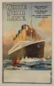 R.M.S. TITANIC: Exceptional lithographic poster of Titanic and Olympic, circa 1910-1911. This superb