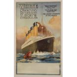 R.M.S. TITANIC: Exceptional lithographic poster of Titanic and Olympic, circa 1910-1911. This superb