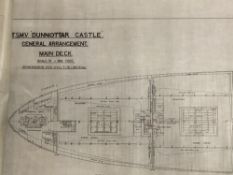 MARITIME: Archive of arrangement plans for the M.S Dunnottar Castle originally a Union Castle, later