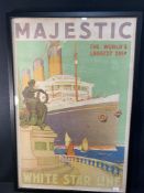 WHITE STAR LINE: R.M.S. Majestic polychrome lithographic agent's poster W.J. Aylward. 19ins. x