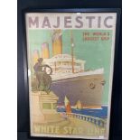 WHITE STAR LINE: R.M.S. Majestic polychrome lithographic agent's poster W.J. Aylward. 19ins. x