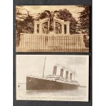 R.M.S. TITANIC: Beagles real photo postcard of Titanic plus one other Titanic memorial.