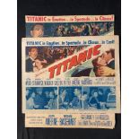 R.M.S. TITANIC: Clifton Webb & Barbara Stanwyck 1953 movie Titanic portrait & landscape lobby